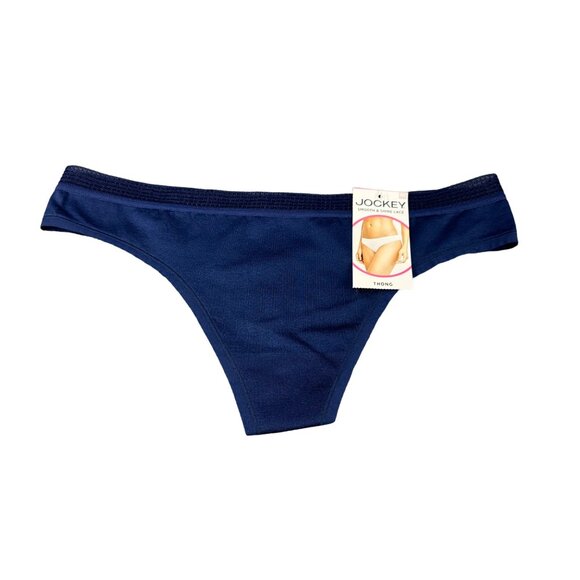 Jockey Women's Size Medium 6 Panty Thong Smooth And Shine Blue New With Tags - Picture 1 of 10